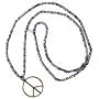 KELITCH Peace Sign Pendant Necklace for Women Men Hand Knotted Crystal Beaded Long Strand Necklace Handmade Gift
