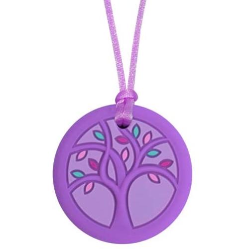 Munchables Tree of Life Sensory Chew Necklace for Adults, Teens and Kids - Sensory Chewable Jewelry (Purple)