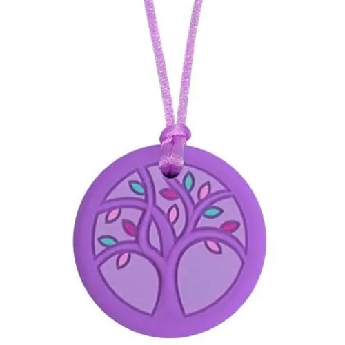 Munchables Tree of Life Sensory Chew Necklace for Adults, Teens and Kids - Sensory Chewable Jewelry (Purple)