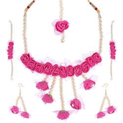 Efulgenz Indian Flower Jewelry Set for Haldi Mehandi Baby Shower Wedding Women Girls