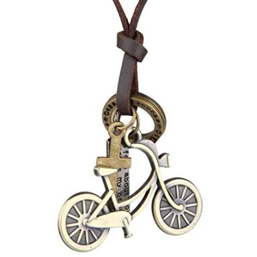 CHUYUN 925 Sterling Silver Bicycle Cycle Necklace Pendant Bike with Round Cubic Zirconia Chain Jewelry