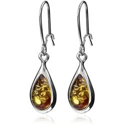 Amber Sterling Silver Teardrop Cute Earrings
