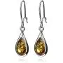Amber Sterling Silver Teardrop Cute Earrings