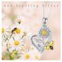Waysles Sunflower Love Heart Pendant Necklace Engraved You are My Sunshine Sterling Silver Cubic Zirconia Jewelry Gifts for Women Sunflower Bee/Butterfly/Dragonfly