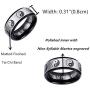 Jakob Miller Stainless Steel Yin Yang Ring Chinese Taoist Nine Syllable Mantra Ring Matted Finshed Tai Chi Band Yin and Yang Ring, Size 5-12