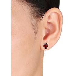 Orchid Jewelry 2.45 CTW Natural 8X6MM Oval Red Garnet 925 Sterling Silver Stud Earrings For Women – A January Birthstone Gemstone- A Beautiful Pair For Little Girls and Lovely Ladies