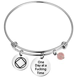 TIIMG One Day at a Time Sobriety Gift Addiction Recovery Gift AA Gift NA Gift 12 Step Gifts Alcoholics Anonymous AA NA Recovery Sobriety Bracelet