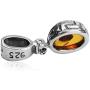Amber Sterling Silver Oval Pendant Necklace Chain 18''