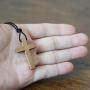 Natural Walnut Wood Cross Pendant Necklace for Men Women Children Kids Boy Girl Wooden Car Rearview Mirror Pendant