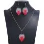 Caiyao Leaf Long Pendant Necklace Dangle Earrings Jewelry Set Delicate Colorful Filigree Long Leaves Necklace Unique Bohemian Double Layer Leaf Charm Earrings for Women Girls