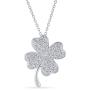 Irish Shamrock Lucky Charm Pave CZ Four Leaf Clover Pendant Necklace For Women For Teen 925 Sterling Silver