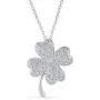 Irish Shamrock Lucky Charm Pave CZ Four Leaf Clover Pendant Necklace For Women For Teen 925 Sterling Silver