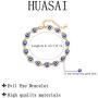 HUASAI Evil Eye Bracelet for Women Dainty ojo Luck Bracelet 14K Gold Plated Cute Beaded Bracelet for Girls