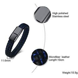 VNOX Personalized Cross Inspirational Christian Quote Two-Tone Braided Leather Bracelet Cuff Bangle Wristband Bible Verse Bracelet Gift for Men Boys