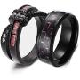 wedding ring set His Hers Couples Matching Rings Womens Black Gold Filled Red Ruby CZ Wedding Engagement Ring Bridal Sets & Mens Stainless Steel Wedding Band