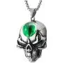 COOLSTEELANDBEYOND Mens Womens Steel Flame Skull Pendant Necklace with Green Resin Bead Evil Eye, 30 in Wheat Chain COOLSTEELANDBEYOND Mens Womens Steel Flame Skull Pendant Necklace with Green Resin Bead Evil Eye, 30 in Wheat Chain