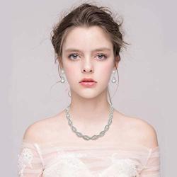 BriLove Wedding Jewelry Sets for Brides Rhinestone Crystal Infinity Teardrop Marquise Choker Necklace Dangle Earrings for Women