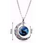 Hollow Crescent Moon Wolf Necklace Pendant Stud Earrings Vintage Time Gemstone New Moon Charm Bracelets for Women Girls Trendy Christmas Jewelry Set(04)