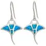 Sterling Silver Created Blue Opal Manta Ray Dangle Earrings Sterling Silver Created Blue Opal Manta Ray Dangle Earrings