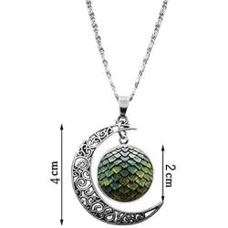 IShang Dragon Egg Necklace Jewelry Set for Women, Dragon Egg with Crescent Moon Time Gemstone Pendant Necklace + Bracelet + Stud Earring Costume Womens Jewelry Sets with Gift Box