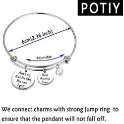 POTIY Aunt Jewelry Gift Best Aunt Ever Bracelet Aint no Auntie Like The one I got Birthday Gift for Auntie from Nephew or Niece