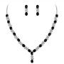 EleQueen Womens Silver-Tone Cubic Zirconia Oval Shape Leaf Necklace Earrings Set for Brides and Weddings