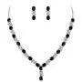 EleQueen Womens Silver-Tone Cubic Zirconia Oval Shape Leaf Necklace Earrings Set for Brides and Weddings