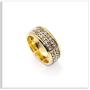 Xusamss Fashion Stainless Steel Double Row Iced Out Crystal Band Ring