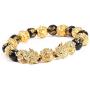 4Pcs Pi Xiu Pi Yao Feng Shui Bracelets Five Element Chinese Zodiac Black Obsidian Prosperity Good Luck Wealth Dragon Bangle Adjustable Elastic for Women Men Jewelry