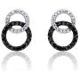 TJD 925 Sterling Silver 1/4 Carat Natural Brilliant Diamond Circular Earrings (H-I Color, I2-I3 Clarity) Black and White Diamond Circular Earrings for Women Diamond Jewelry Gifts For Women