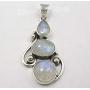 SilverStarJewel Natural Rainbow Moonstone tcw 8.0 Pendant 1.6'' 925 Solid Silver