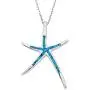 Sterling Silver, Gold Tone or Rose Tone Created Blue, White or Pink Opal Starfish 18'' Pendant Necklace Sterling Silver, Gold Tone or Rose Tone Created Blue, White or Pink Opal Starfish 18'' Pendant Necklace