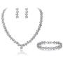EVER FAITH Leaf Lace Full Pave Cubic Zirconia Wedding Necklace Bracelet Earrings Jewelry Set Silver-Tone