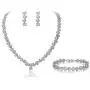 EVER FAITH Leaf Lace Full Pave Cubic Zirconia Wedding Necklace Bracelet Earrings Jewelry Set Silver-Tone