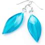 SUVANI Sterling Silver Hand Blown Glass Art Jewelry Leaf Curvy Long Dangle Earrings, Color Variations