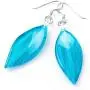 SUVANI Sterling Silver Hand Blown Glass Art Jewelry Leaf Curvy Long Dangle Earrings, Color Variations