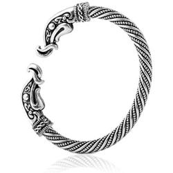 fishhook Fashion Vintage Viking Raven Crow Head Screw Cuff Bangle Wristband Bracelet Animal Jewelry for Men Women