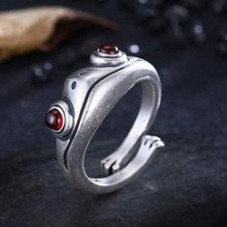 Allhola Silver Frog Ring for Women Girls,Open Adjustable Vintage Cute Animal Finger Rings Fashion Party Jewelry Gifts