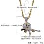 Moca Jewelry Hip Hop Iced Out Bling Holding The Gun Personalized Pendant 18K Gold Plated Chain Necklace for Men Women