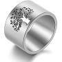 N-A 316L Stainless Steel Tree of Life Rings for Women 14 mm Wide Wisdom Tree Party/Wedding/Gift Rings Finger Ring Jewelry