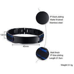 VNOX Personalized Custom Religous Quote Two Tone Blue Stainless Steel Link Bracelet Motivational Inspirational Gifts for Men Boys