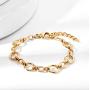 BUNSIKUNG Jewelry Womens 14K Gold Plated 316L Stainless Steel Link Chain Bracelet