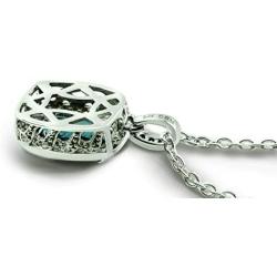 RB Gems Sterling Silver 925 Pendant Necklace Genuine Gemstone Cushion Cut 14x10 mm, Rhodium-Plated Finish, 18”