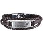 COMTRUDE to My Grandson Bracelets, Stainless Steel Leather Inspirational Wristband, Grandson Bracelet from Grandma, Love Grandson Best Gift (Brown and Black)