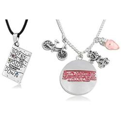 KESOCORAY Stranger Things Charm Necklace Eleven Alphabet Light Demogorgon Halloween Cosplay Movie Jewelry Stylish Silver Collection for Fans