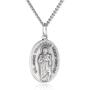 Sterling Silver Oval Saint Jude Medal with Antique Finish and Stainless Steel Chain, 20''