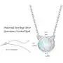 FANCIME Sterling Silver Cat/Unicorn/Elephant Necklace White Created Opal Cute Pendant Necklace Small Dot Round Disc Fine Jewelry For Women Girls 16+2 inch Extender