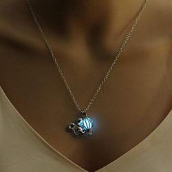 yiwushidaili Squirrel Luminous Pendant Necklace Fun Squirrel Pine Cone Necklace Cute Animal Jewelry for Woman Girl Teens