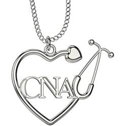 Caring Hands Gifts CNA Certified Nurse Assistant Stethoscope Heart Necklace, CNA Gift, CNA Pendant