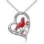 Cardinal Locket/Urn Necklace Gifts for Women Sterling Silver Red Cardinal Pendant Jewelry for Girls Wife